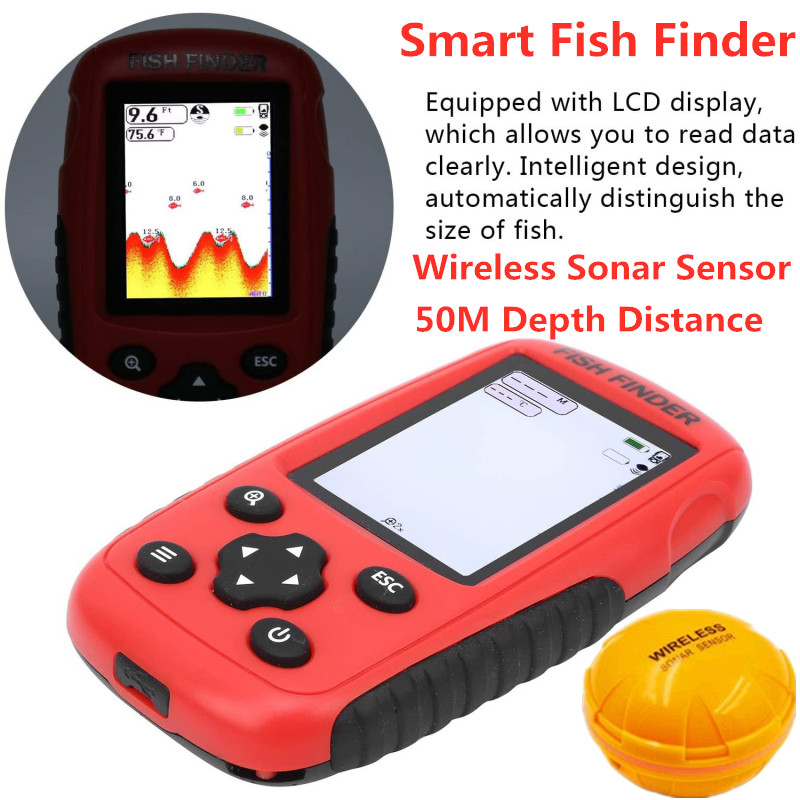 جهاز كشف الأسماك لاسلكي مع مست - مراجعة Fishing Boat Depth Finder وسعره
